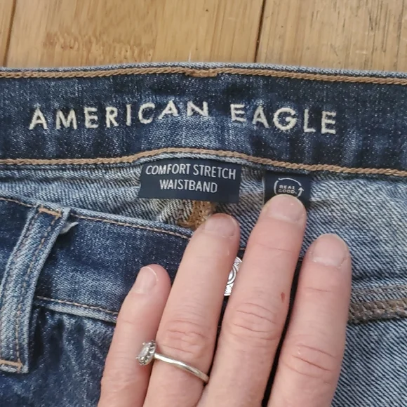 American Eagle Outfitters 4short Low Rise Baggy Straight Relaxed Fit Blue Jeans - Picture 2 of 10